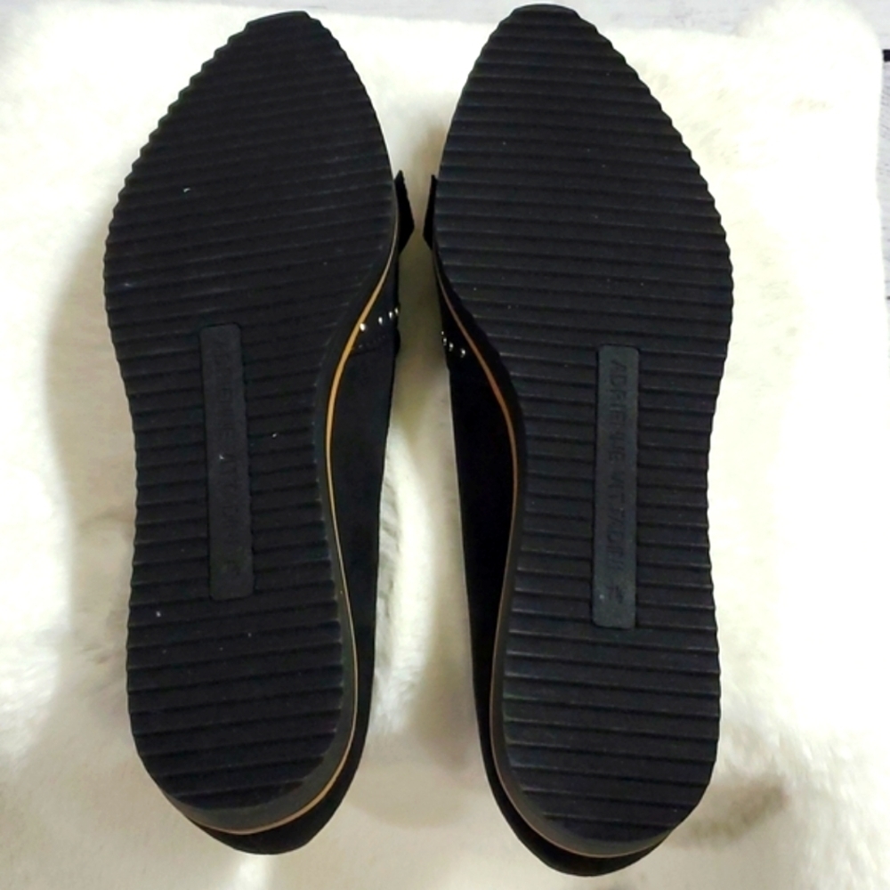 Adrienne Vittadini's "Laverne" Black Loafer with Silver Pin-Dot Rivets - Picture 4 of 7